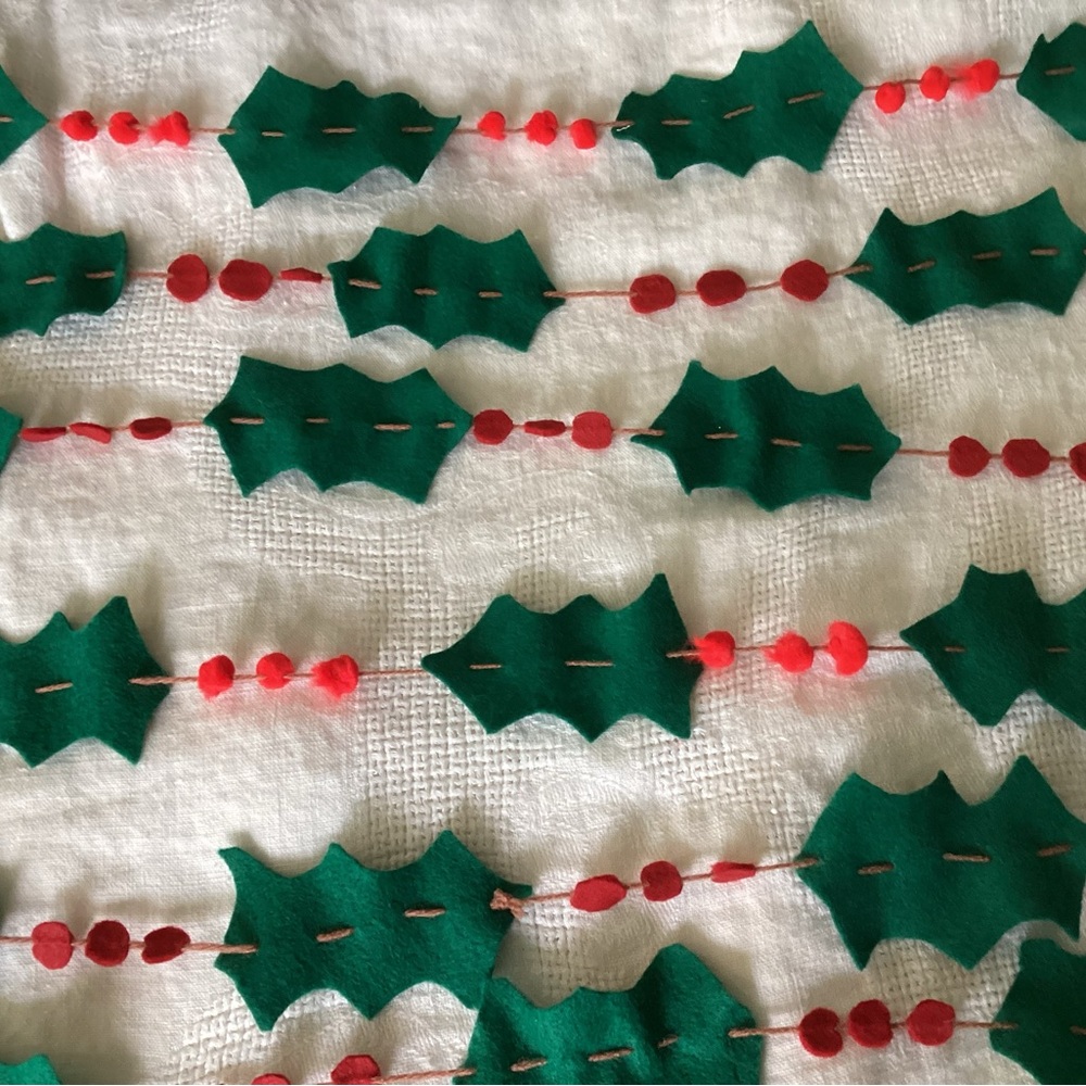 Three Strings of Handmade Holly Felt Swags